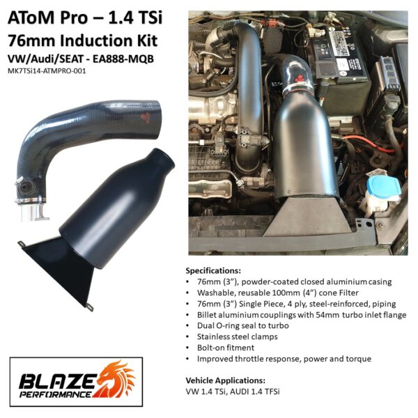 AToM Pro 1.4 TSi 76mm Induction Kit — Spec Card